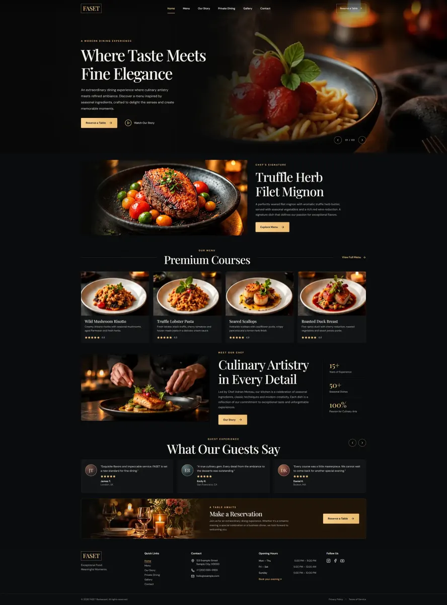 Faset Restaurant responsive website demo