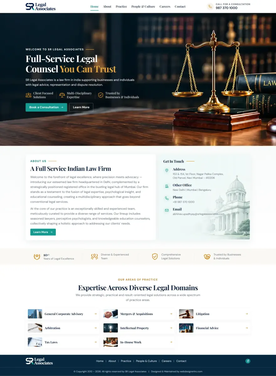SR Legal Associates WordPress website